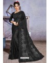 Black Net Heavy Embroidered Designer Saree