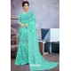 Aqua Mint Net Heavy Embroidered Designer Saree