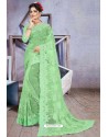 Sea Green Net Heavy Embroidered Designer Saree