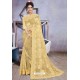 Yellow Net Heavy Embroidered Designer Saree