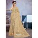 Golden Net Heavy Embroidered Designer Saree