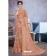 Light Brown Net Heavy Embroidered Designer Saree