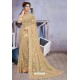 Lovely Golden Net Heavy Embroidered Designer Saree