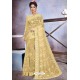 Light Yellow Net Heavy Embroidered Designer Saree