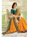 Mustard Latest Silk Embroidered Designer Saree