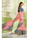 Pink Latest Silk Georgette Embroidered Designer Saree