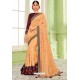 Peach Latest Silk Embroidered Designer Saree