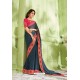 Navy Blue Latest Chiffon Embroidered Designer Saree