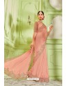 Pink Latest Chiffon Embroidered Designer Saree