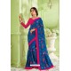 Royal Blue Latest Silk Embroidered Designer Saree