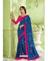 Royal Blue Latest Silk Embroidered Designer Saree