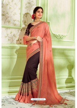 Multi Colour Latest Silk Embroidered Designer Saree