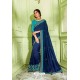 Navy Blue Latest Silk Embroidered Designer Saree