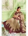 Beige Latest Silk Chiffon Embroidered Designer Saree