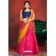 Rani Pink And Blue Banarasi Silk Designer Readymade Lehenga Choli