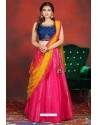 Rani Pink And Blue Banarasi Silk Designer Readymade Lehenga Choli