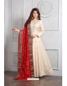 Cream Latest Heavy Designer Party Wear Suit