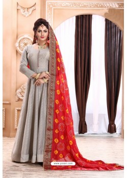 Grey Latest Heavy Designer Party Wear Suit