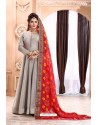 Grey Latest Heavy Designer Party Wear Suit