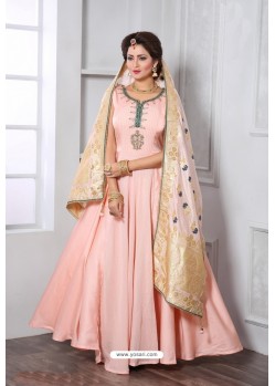 Peach Soft Art Silk Designer Party Wear Suit