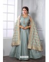 Grey Chanderi Silk Designer Party Wear Suit