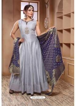 Perfect Grey Latest Heavy Designer Party Wear Suit