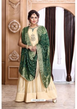 Cream Latest Heavy Designer Party Wear Suit