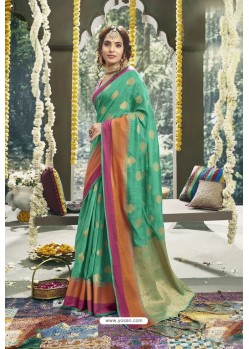 Jade Green Latest Designer Festive Wear Saree