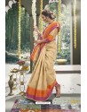 Golden Latest Designer Festive Wear Saree