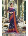 Navy Blue Latest Designer Festive Wear Saree