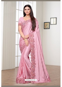 Pink Rangoli Silk Party Wear Designer Saree