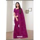 Purple Net Embroidered Party Wear Designer Saree