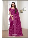 Tremendous Purple Net Party Wear Designer Saree