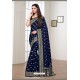 Navy Blue Satin Georgette Party Wear Designer Saree