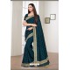 Peacock Blue Satin Georgette Party Wear Designer Saree