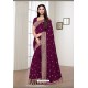 Purple Vichitra Silk Embroidered Designer Saree