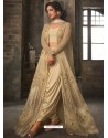 Golden Soft Net Embroidered Designer Suit