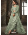 Green Soft Net Embroidered Designer Suit