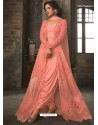 Orange Soft Net Embroidered Designer Suit