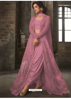 Light Pink Soft Net Embroidered Designer Suit