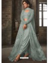 Sky Blue Soft Net Embroidered Designer Suit