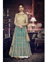 Beige And Teal Heavy Embroidered Designer Wedding Suit