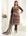 Black Real Georgette Designer Straight Suit