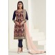 Dark Blue Real Georgette Designer Straight Suit