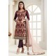 Wine Real Georgette Designer Straight Suit