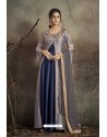 Grey And Blue Party Wear Readymade Soft Tapeta Silk Gown