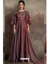 Coffee Brown Party Wear Readymade Soft Tapeta Silk Gown