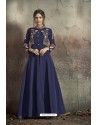 Navy Blue Party Wear Readymade Soft Tapeta Silk Gown