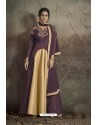 Wine And Gold Party Wear Readymade Soft Tapeta Silk Gown