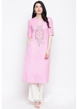 Pink Readymade Casual Wear Kurti